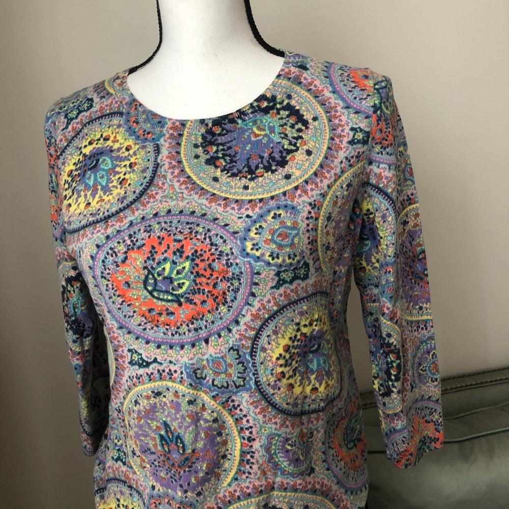 Talbots Fun And Colorful Patterned Top - image 7